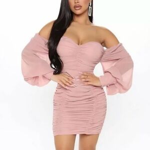 Elegant Pink Off-Shoulder Dress